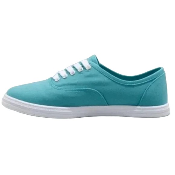 Women's Size 9 Lunea Lace-Up Canvas Sneakers - Turquoise Blue + Free Shipping - Picture 1 of 6